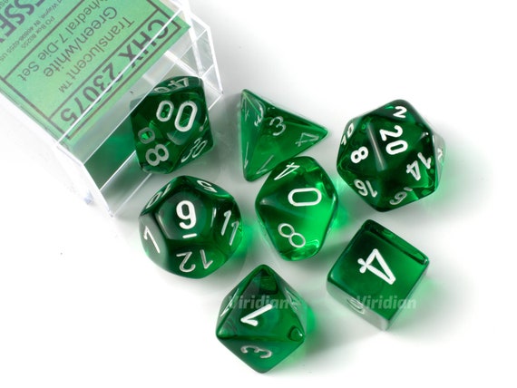 CHX 23075 Green/White Translucent Polyhedral 7 Die Set