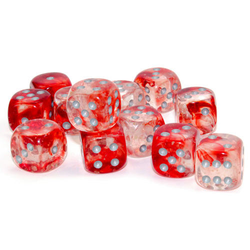 CHX 27754 Red/Silver Nebula 16mm d6 Dice Block