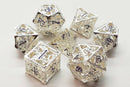 OSDMTL-79 Hollow Dice - Silver w/ Purple Polyhedral 7 Die Set