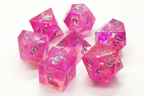 OSDSHP-02 Sharp Edged Dice - Magenta Dreams Polyhedral 7 Die Set