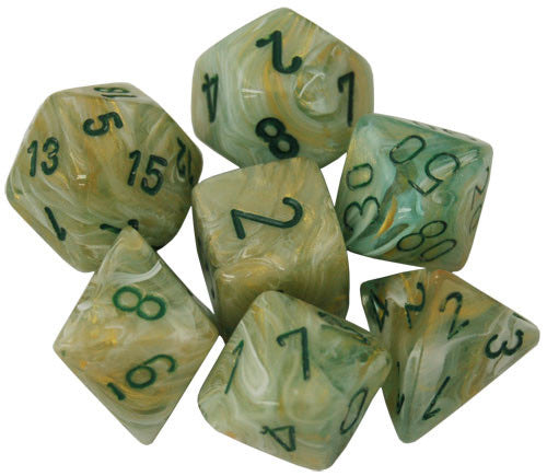 CHX 27409 Marble Green/Dark green Polyhedral 7 Die Set