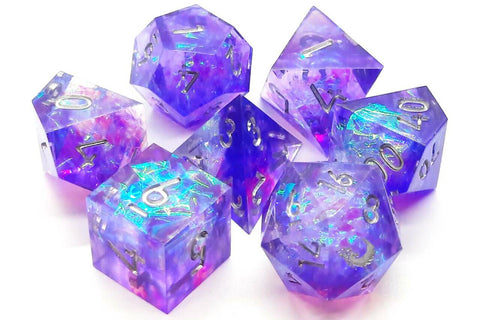 OSDSHP-03 Sharp Edged Dice - Sapphire Burst Polyhedral 7 Die Set