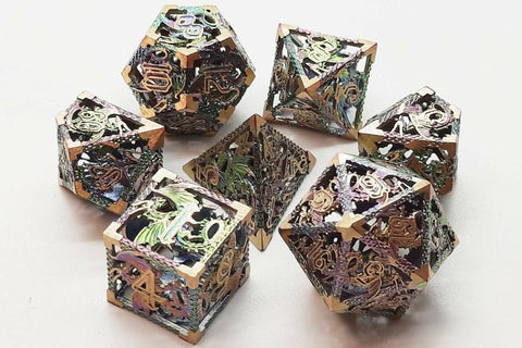 OSDMTL-81 Hollow Dragon Dice - Spectral w/ Gold Polyhedral 7 Die Set