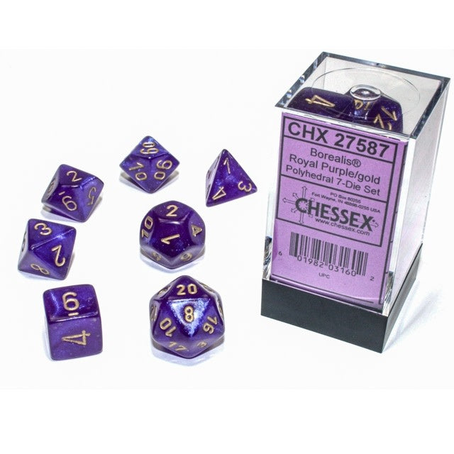 CHX 27587 Borealis Royal Purple/Gold Polyhedral (7 Dice)