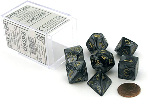 CHX 27498 Lustrous Black/Gold Polyhedral 7-Die Set