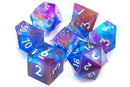 OSDSHP-19 Old School 7 Piece DnD RPG Dice Set: Sharp Edged - Kingfisher