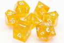 OSDSHP-10 Old School 7 Piece DnD RPG Dice Set: Sharp Edged - Lemon Tree