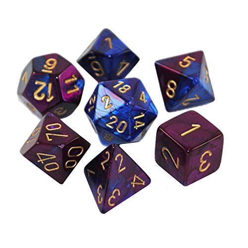 CHX 26428 Blue Purple/Gold Gemini Polyhedral 7 Die Set