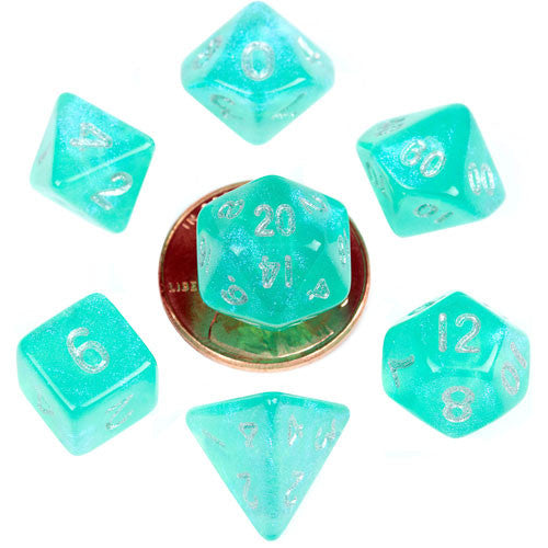 MET4180 MDG Mini Polyhedral Dice Set: Stardust Teal