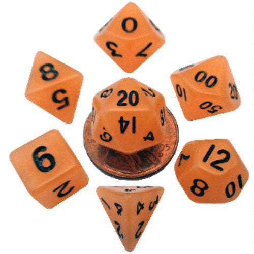 MET4304 MDG Mini Polyhedral Dice Set: Glow Orange