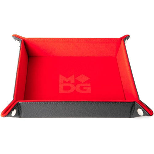 MET531 MDG Velvet Folding Dice Tray with Leather Backing: 10"x10" - Red