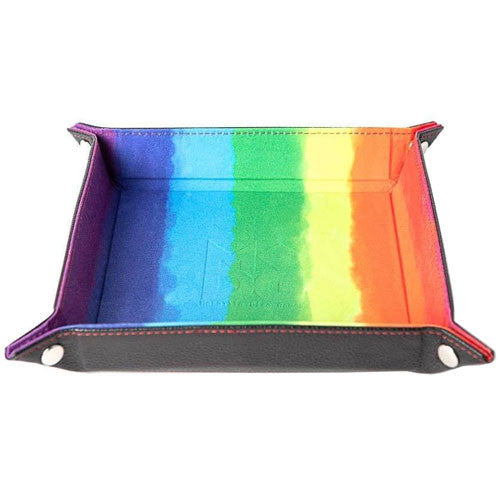 MET MDG Velvet Folding Dice Tray with Leather Backing: 10"x10" - Watercolor Rainbow