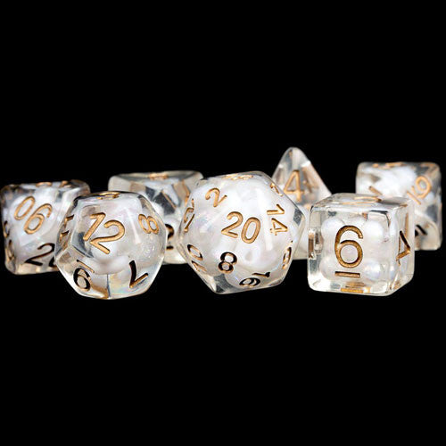 MET688 MDG Resin Poly Dice Set: Pearl with Copper Numbers