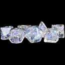 MET689 MDG Resin Poly Dice Set: Pearl with Purple Numbers