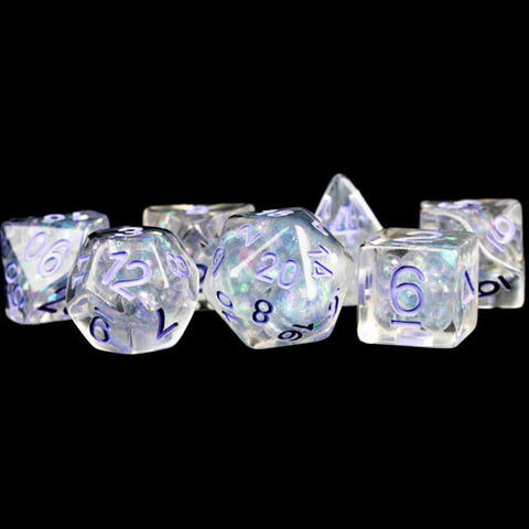 MET689 MDG Resin Poly Dice Set: Pearl with Purple Numbers