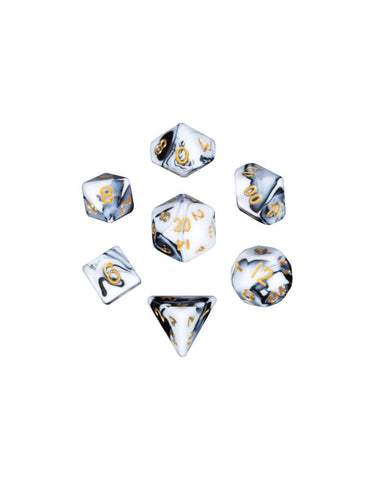 MET41038 MDG Mini Polyhedral Dice Set: Marble w/ Gold Numbers
