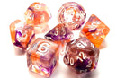 OSDRPG-93 Old School 7 Piece DnD RPG Dice Set: Nebula - Purple & Orange