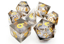 OSDLIQ-04 Sharp Edged Dice Set: Liquid Infused - Obsidian Fury