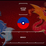 Red and Blue Dragon with Pokemon Compatible Zones - Playmat