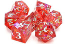 OSDSHP-17 Old School 7 Piece DnD RPG Dice Set: Sharp Edged - Red Ruby Blast