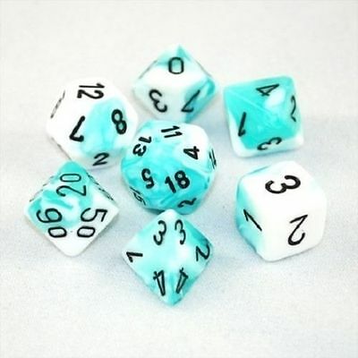 CHX 26444 Teal White / Black Gemini Polyhedral 7 Die Set