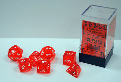 CHX 23073 Orange/White Translucent Polyhedral 7 Die Set