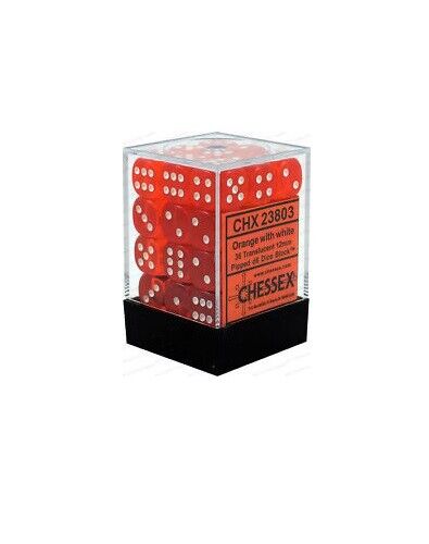 CHX 23803 Orange/White Translucent 12mm d6 Dice Block (36 Dice)