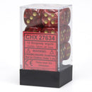 CHX 27634 Burgundy / Gold Vortex 16mm d6 Dice Block (12 Dice)