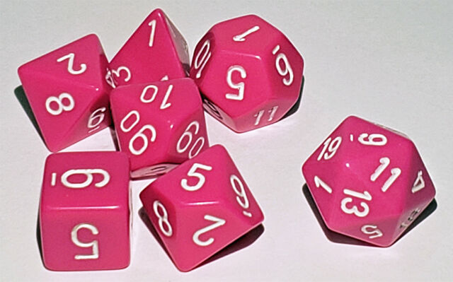 CHX 25444 Pink / White Opaque Polyhedral 7 Die Set