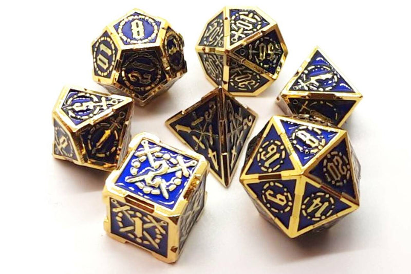 OSDMTL-68 Knights of the Round Table - Blue w/ Gold Polyhedral 7 Die Set