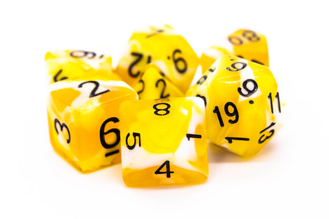 OSDRPG-69 RPG Dice Set: Vorpal - Yellow & White w/ Black