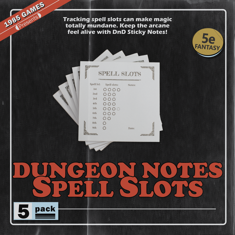 Dungeon Sticky Notes - Spell Slot Tracker 5 Pack