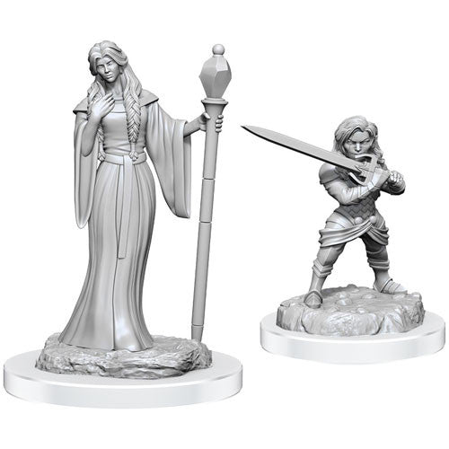 WZK 90550 Critical Role Unpainted Miniatures: W3 Human Wizard & Halfling Holy Warrior